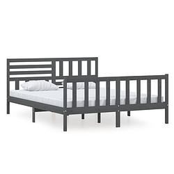 Foto van Vidaxl bedframe massief hout grijs 160x200 cm