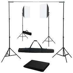 Foto van Vidaxl fotostudioset met softboxlampen en achtergrond