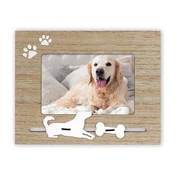 Foto van Houten fotolijstje met honden decoratie geschikt voor een foto van 10 x 15 cm - fotolijsten