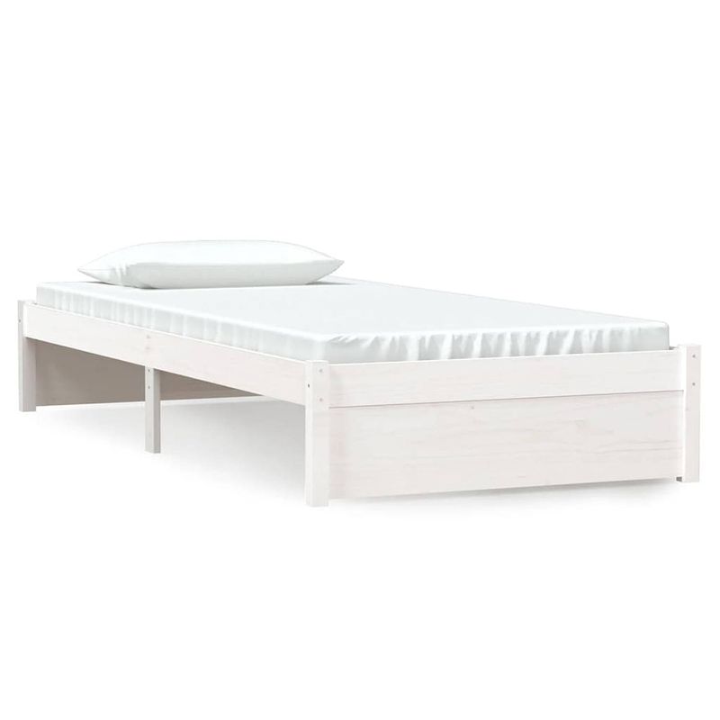 Foto van The living store houten bedframe - eenpersoonsbed - 195.5x95.5x31cm - wit