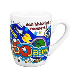 Foto van Cartoon cadeau mok/beker hoera 60 jaar 300 ml - feest mokken