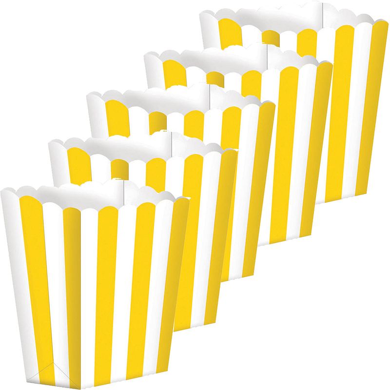 Foto van Gele gestreepte snoepbakjes 10 stuks - feestdecoratievoorwerp