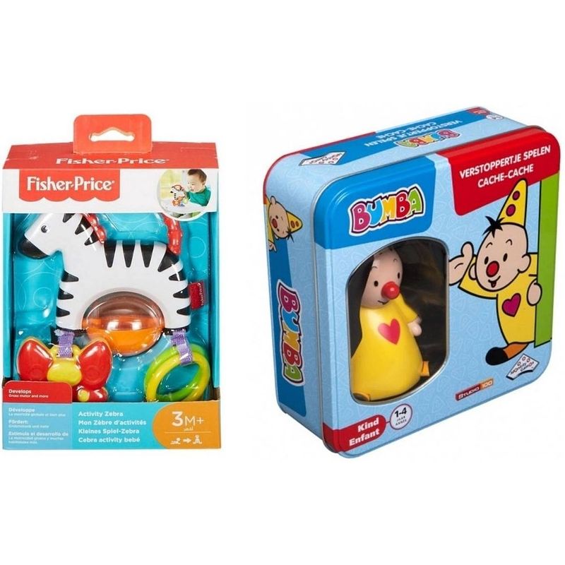 Foto van Babyset - 0-4 jaar - grijpspeelgoed & kinderspel - zebra & woezel en pip verstoppertje spelen