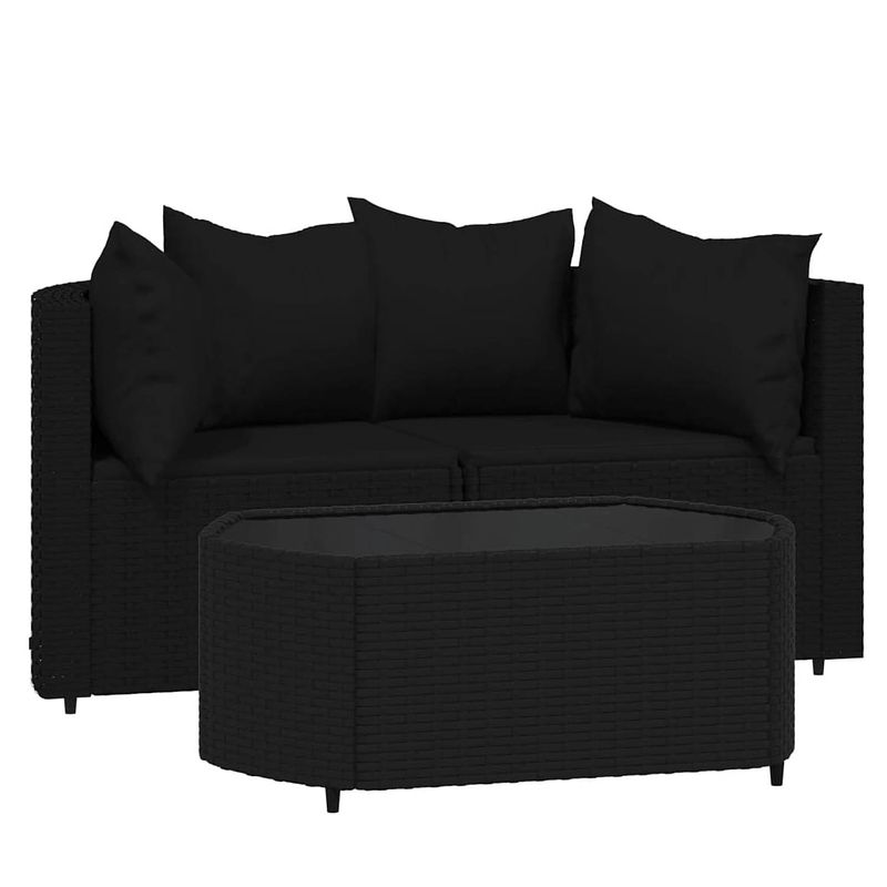 Foto van The living store loungeset allibert - hoekbank - zwart - 63x63x57.5 cm - weerbestendig