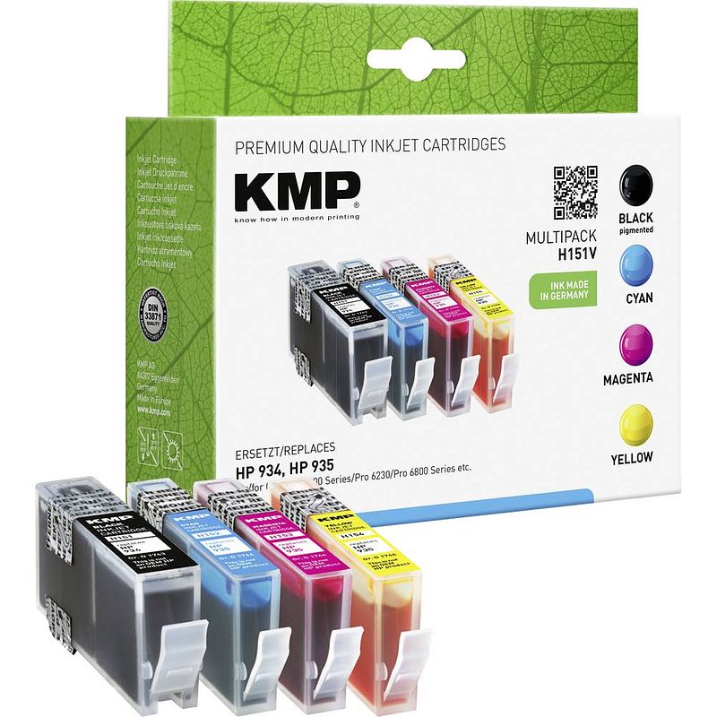 Foto van Kmp cartridge vervangt hp 934, 935 compatibel combipack zwart, cyaan, magenta, geel h151v 1743,8050