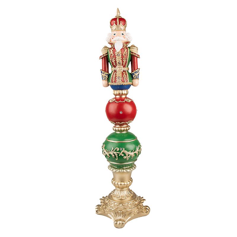 Foto van Clayre & eef beeld notenkraker 60 cm rood groen kunststof decoratief figuur decoratieve accessoires woonaccessoires