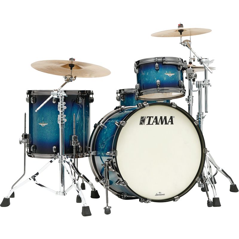 Foto van Tama ma32czbns-meb starclassic maple molten electric blue burst 3d. shellset black nickel hardware