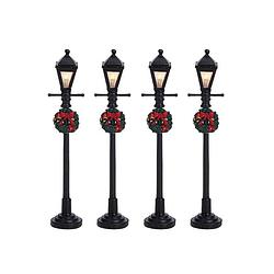 Foto van Lemax - 'sgas lantern street lamp's - set van 4 stuks - verlicht accessoire - exclusief adapter (werkt ook op batterijen)