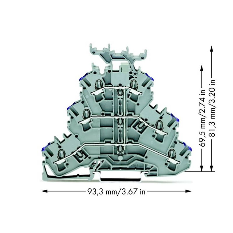 Foto van Wago 2002-3238 doorgangsklem 3-etages 5.20 mm spanveer toewijzing: l grijs 50 stuk(s)