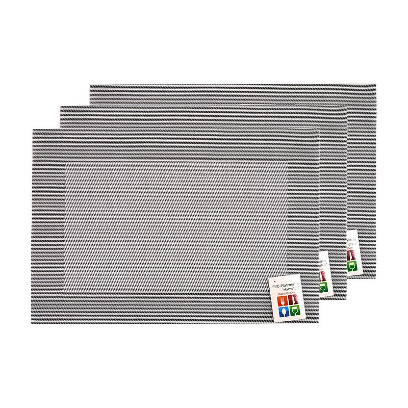 Foto van Placemats hampton - 6x - zilver/grijs - pvc - 30 x 45 cm - placemats