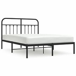 Foto van Vidaxl bedframe met hoofdbord metaal zwart 150x200 cm