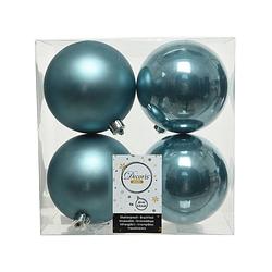 Foto van 4x stuks kunststof kerstballen ijsblauw (blue dawn) 10 cm glans/mat - kerstbal
