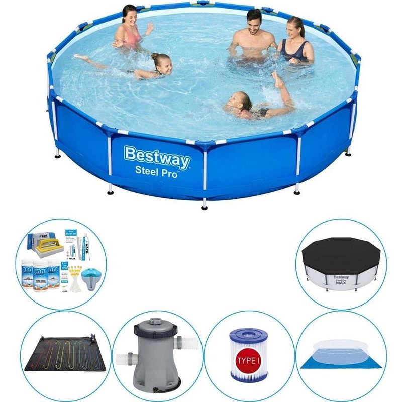 Foto van Bestway steel pro rond 366x76 cm - zwembad combi deal