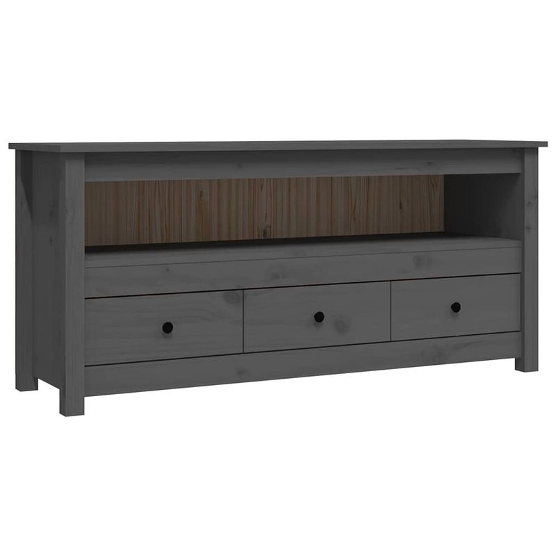 Foto van The living store tv-meubel grenenhout grijs - 114 x 35 x 52 cm - landelijke stijl