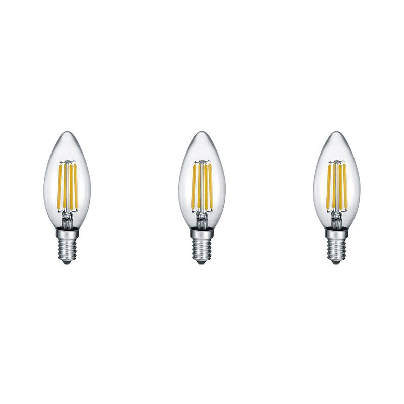 Foto van Led lamp - filament - trion kamino - set 3 stuks - e14 fitting - 2w - warm wit-2700k - transparant helder - glas