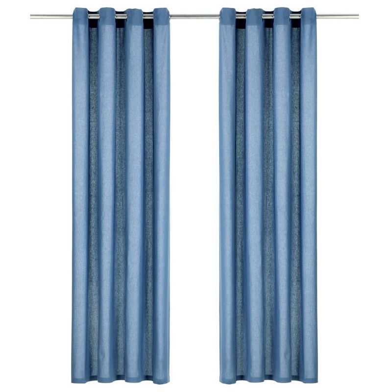 Foto van Vidaxl gordijnen met metalen ringen 2 st 140x175 cm katoen blauw