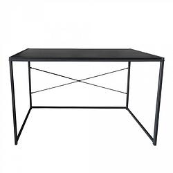 Foto van Bureau stoer - laptoptafel - computertafel - sidetable - industrieel design - 100 cm breed - zwart
