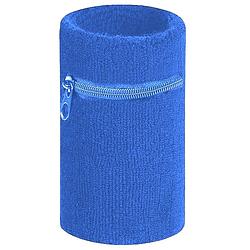 Foto van Arowell premium pols zweetbandje met portemonnee en rits - 12 x 8 cm - kobaltblauw