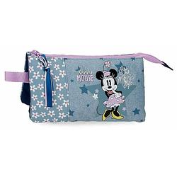 Foto van Pennenetui met 3 vakken joumma minnie mouse style blauw (22 x 12 x 5 cm)