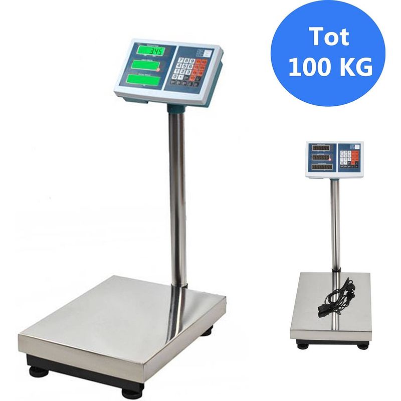 Foto van Discountershop® digitale platformweegschaal - 65 x 30 x 40 cm - plateau weegschaal - tot 100 kg