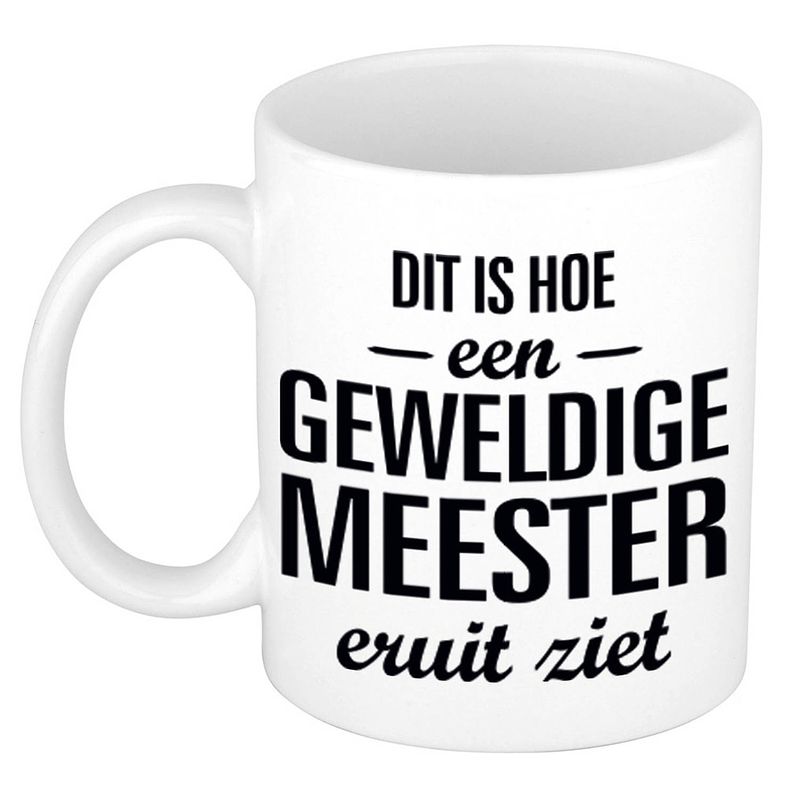 Foto van Geweldige meester cadeau koffiemok / theebeker 300 ml - feest mokken