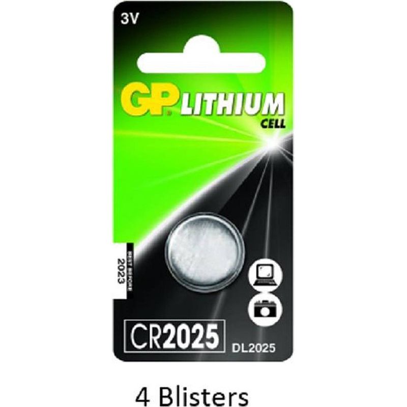 Foto van 4 stuks (4 blisters a 1 stuks) gp lithium cr2025 3v