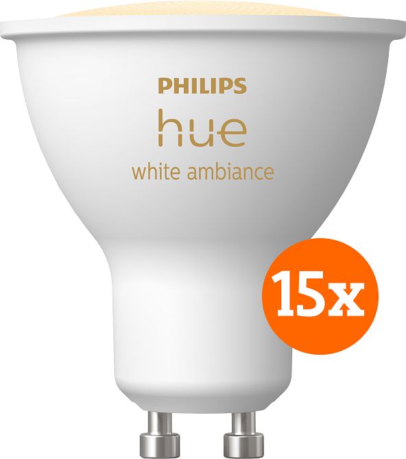 Foto van Philips hue white ambiance gu10 15-pack