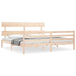 Foto van The living store bedframe - massief grenenhout - multiplex lattenbodem - functioneel hoofd- en voeteneinde - 205.5 x