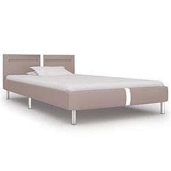 Foto van The living store bedframe cappuccino met led-strip 211 x 95 x 70 cm - 90 x 200 cm - hout en staal