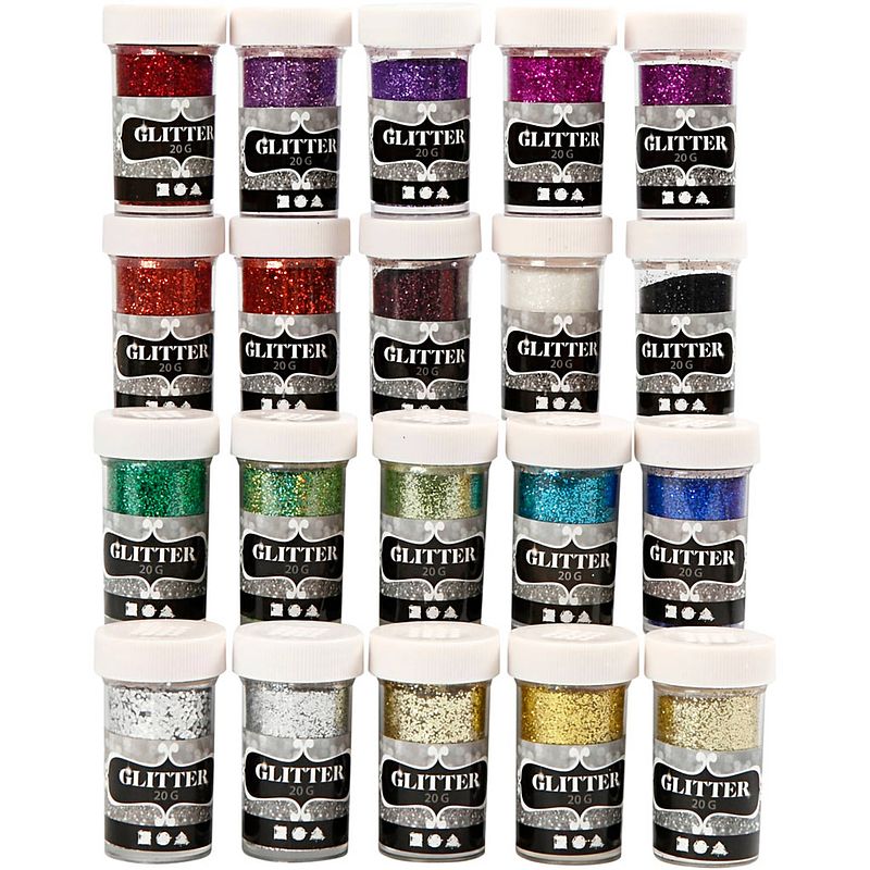 Foto van Packlinq glitter. diverse kleuren. 20x20 gr/ 1 doos