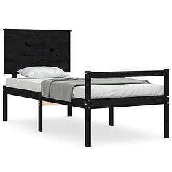 Foto van The living store bed vuren - bedden - 205.5 x 105.5 x 82.5 cm - zwart