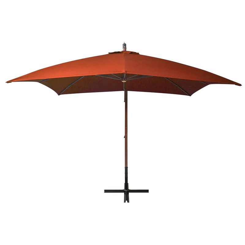 Foto van The living store zweefparasol terracotta 300x300 cm - houten paal - waterdicht - uv-bestendig