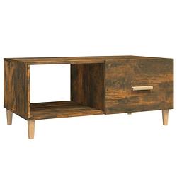 Foto van The living store salontafel bewerkt hout gerookt eiken - 89.5 x 50 x 40 cm