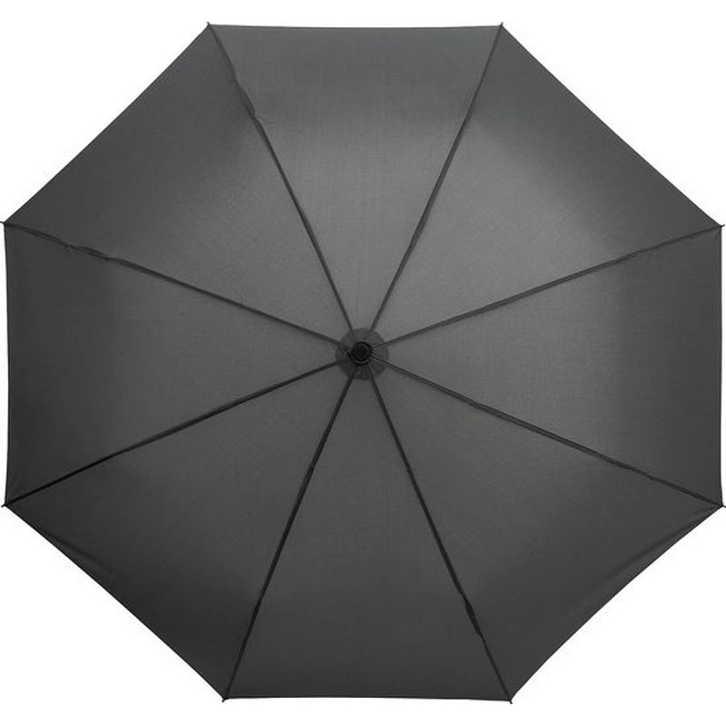 Foto van Opvouwbare paraplu, stevig en windproof - 2-delig metalen stok en frame - rubber handvat grijs