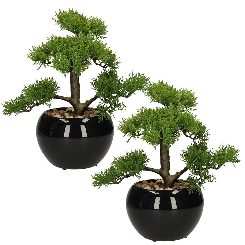Foto van Set van 2x stuks atmosphera bonsai in keramische pot 36 cm - kunstplanten