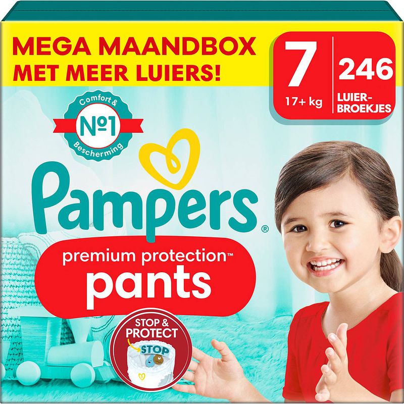 Foto van Pampers - premium protection pants - maat 7 - mega maandbox - 246 stuks - 17+ kg