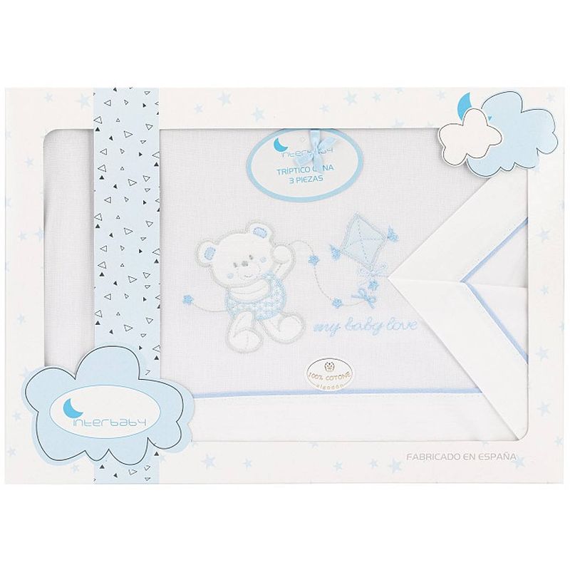 Foto van Interbaby beddengoed my baby love 106 x 72 cm blauw 3-delig