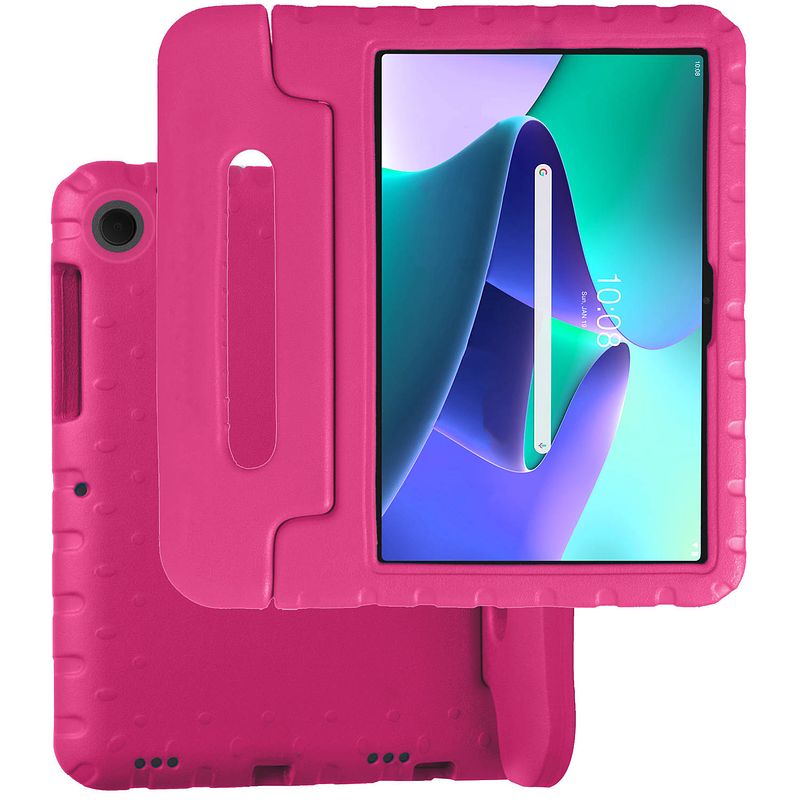 Foto van Basey lenovo tab m10 plus (3e gen) kinderhoesje foam case hoesje cover hoes - roze