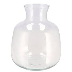 Foto van Dk design bloemenvaas mira - fles vaas - transparant glas - d24 x h28 cm - vazen