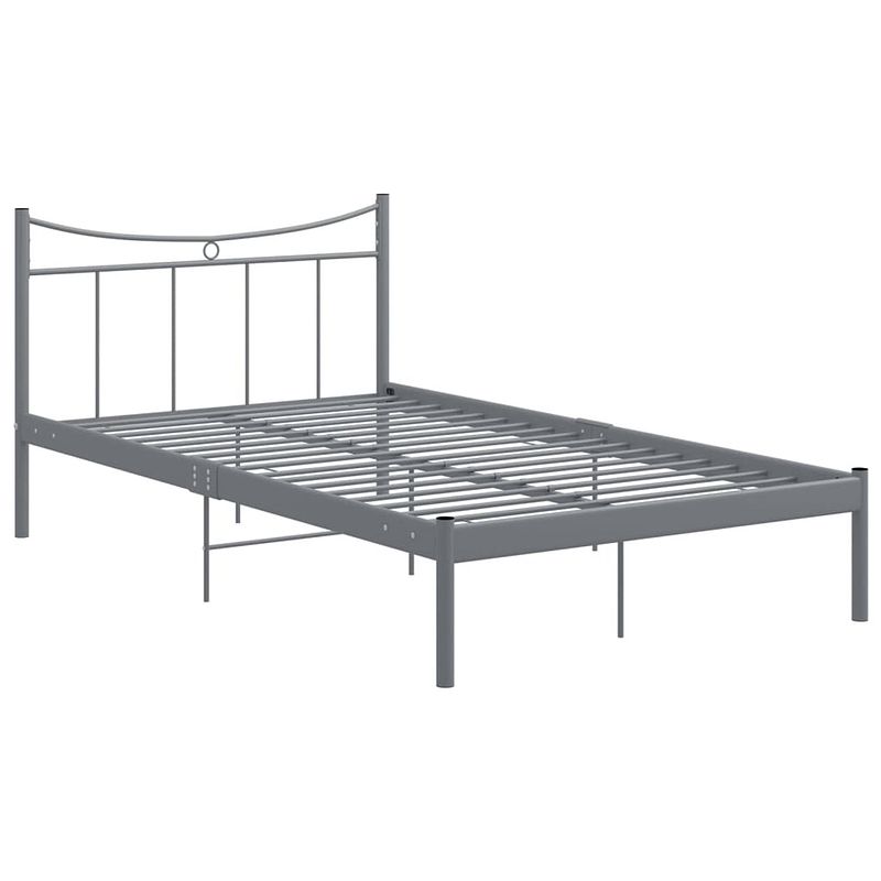 Foto van The living store metalen bedframe - grijs - 208 x 126 x 88.5 cm - geschikte matras 120 x 200 cm - montage vereist