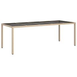 Foto van Vidaxl tuintafel 250x100x75 cm gehard glas en poly rattan beige