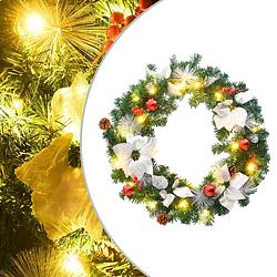 Foto van Vidaxl kerstkrans met led lampjes 60 cm pvc groen