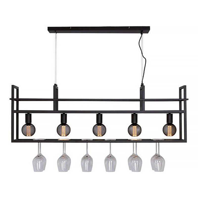 Foto van Freelight hanglamp barista 5 lichts met rek l 120 cm zwart