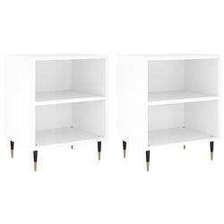 Foto van The living store nachtkastje - elegant - bedkasten - 40 x 30 x 50 cm - hoogglans wit