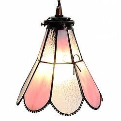 Foto van Haes deco - hanglamp tiffany roze 18x15x115 cm e14/max 1x25w