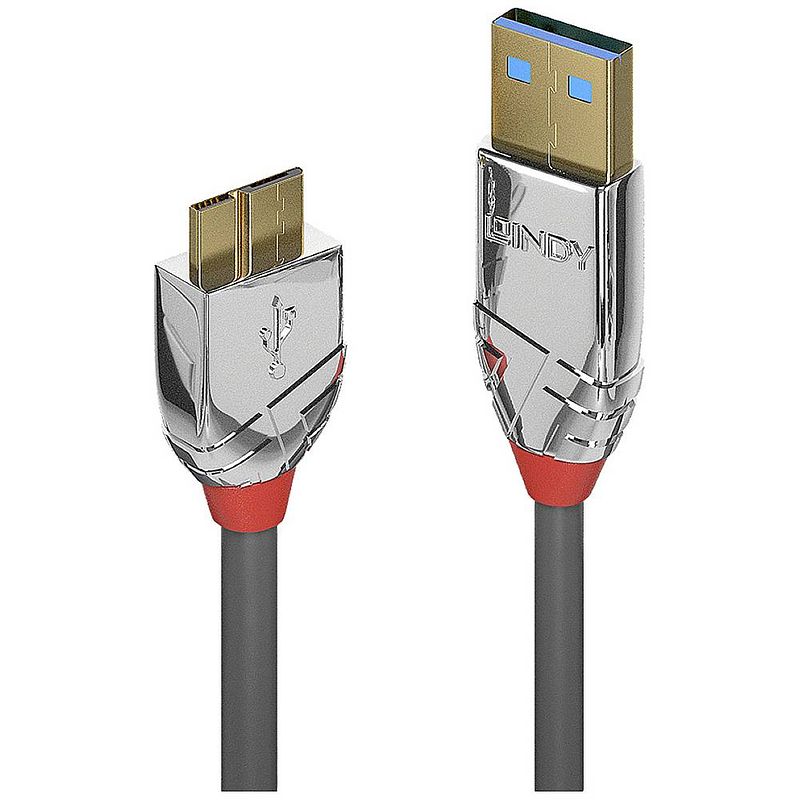 Foto van Lindy usb-kabel usb 3.2 gen1 (usb 3.0 / usb 3.1 gen1) usb-a stekker, usb-micro-b stekker 2 m grijs 36658