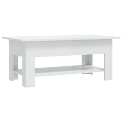 Foto van The living store salontafel - hoogglans wit - 102 x 55 x 42 cm - stabiel en duurzaam