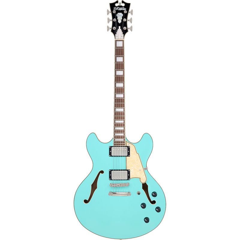 Foto van D'sangelico premier dc surf green semi-akoestische gitaar