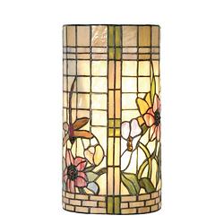 Foto van Clayre & eef tiffany wandlamp uit de flowerbed serie - groen, ivory, multi colour - ijzer, glas