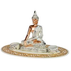 Foto van Boeddha beeld met waxinelichthouders voor binnen 35 cm - beeldjes